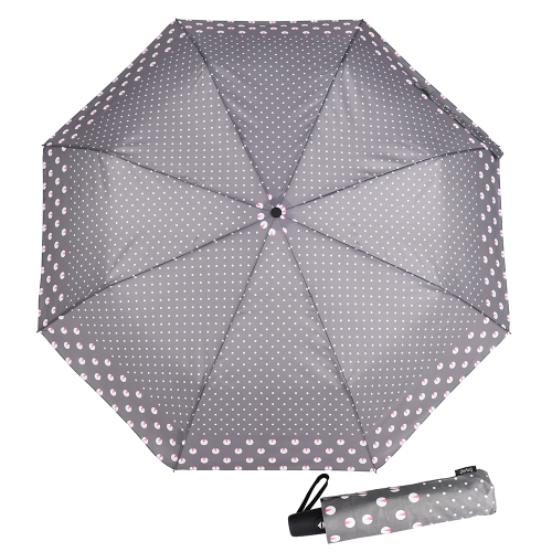 Przejdź do produktu Parasol damski składany Derby Dots, szary w białe kropki