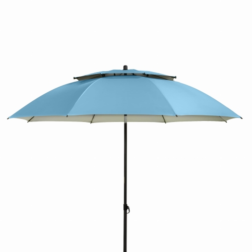 Przejdź do produktu Parasol plażowy ogrodowy Derby Windprofi II 200 cm składany łamany filtr UV przeciwsłoneczny niebieski