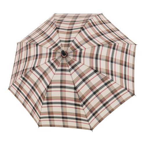Przejdź do produktu Parasol Doppler Fiber Burgund Check Beige półautomatyczny długi z paskiem