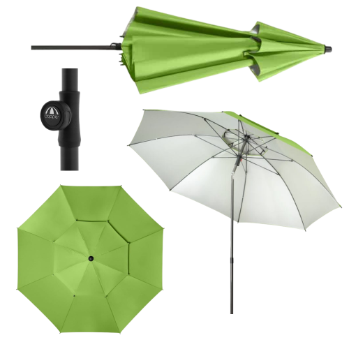 Przejdź do produktu Parasol plażowy ogrodowy Derby Windprofi II 200 cm składany łamany filtr UV przeciwsłoneczny zielony