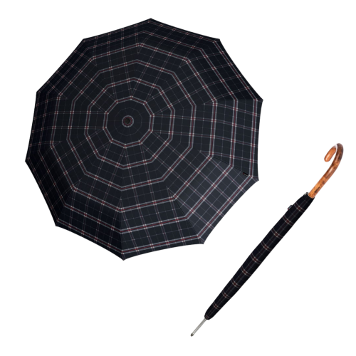 Przejdź do produktu Parasol męski Knirps T.771 Check Navy półautomatyczny długi z drewnianą rączką