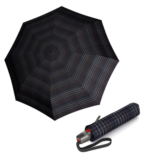 Przejdź do produktu Parasol Knirps Z Pokrowcem Elegancki w Kratkę Czarny Automatyczny Składany