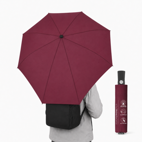 Przejdź do produktu Parasol składany Doppler Superstrong zakrywający plecak, bordowy
