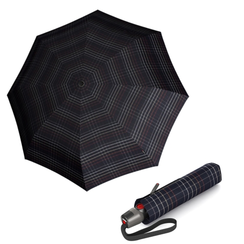 Przejdź do produktu Parasol Knirps Z Pokrowcem Elegancki w Kratkę Czarny Automatyczny Składany