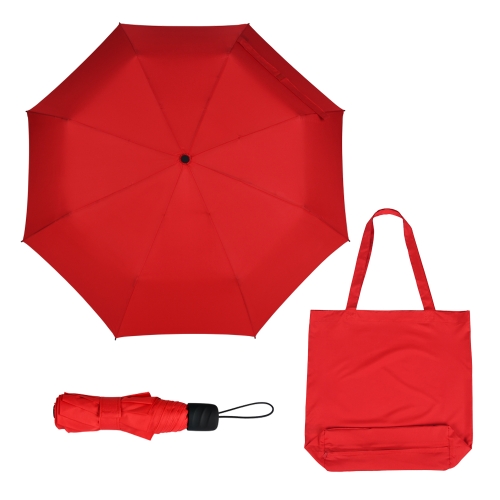 Przejdź do produktu PARASOL DAMSKI EKO FARE 2W1 TORBA I PARASOL, CZERWONY
